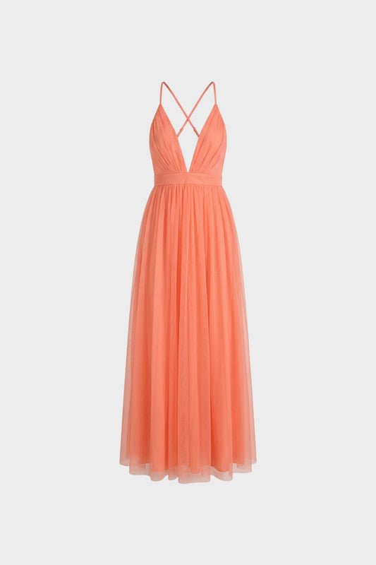 Maxikleid Damen mit V-Ausschnitt und Spaghettiträger