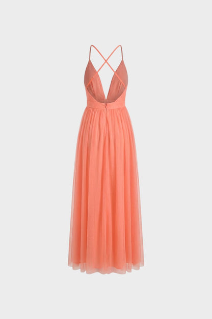 Maxikleid Damen mit V-Ausschnitt und Spaghettiträger