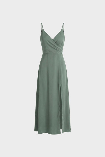 Damen Maxikleid – Material-Detail Satin-glatte Optik