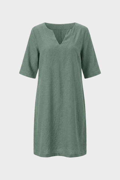 Kleid Damen Kurzarm mit V-Ausschnitt