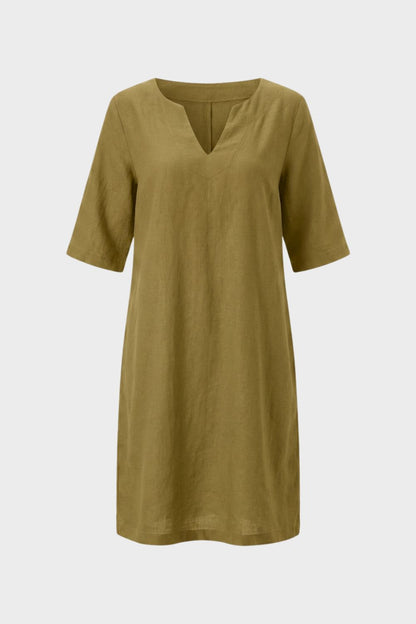 Kleid Damen Kurzarm mit V-Ausschnitt