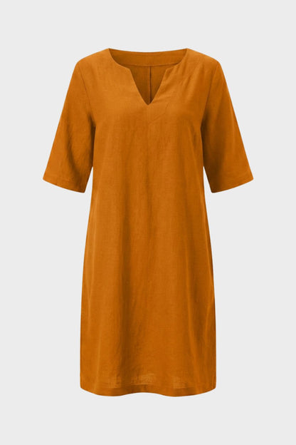 Kleid Damen Kurzarm mit V-Ausschnitt