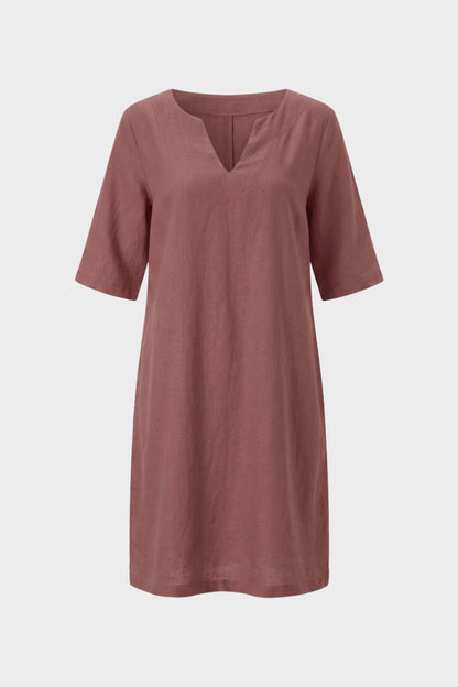Kleid Damen Kurzarm mit V-Ausschnitt