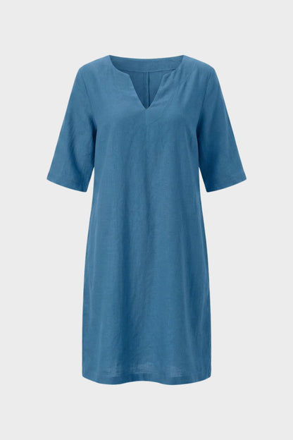 Kleid Damen Kurzarm mit V-Ausschnitt