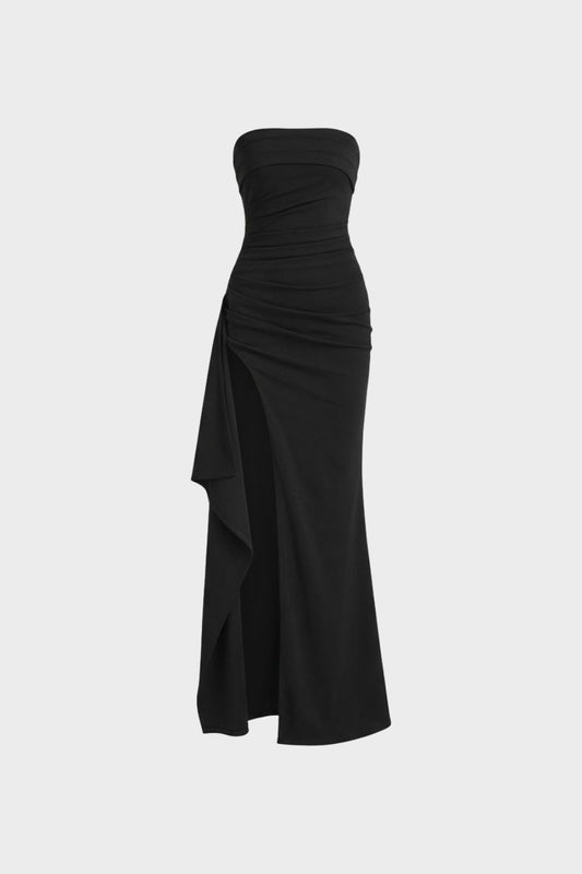 Abendkleid Damen Lang mit Schlitz und Drapierung