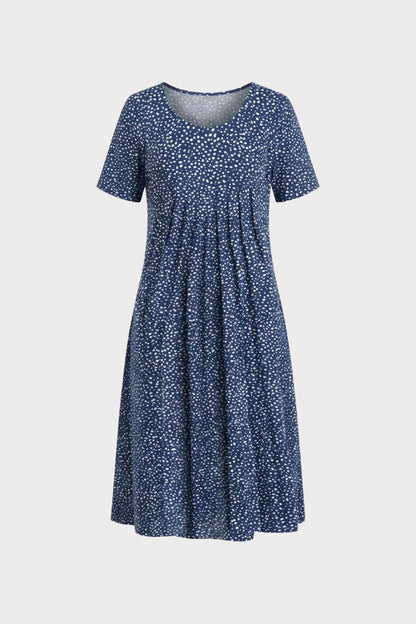 Sommerkleid Damen Kurzarm mit Blumenmuster