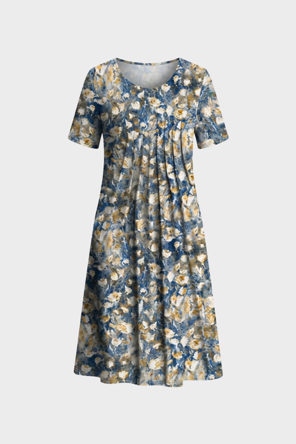 Sommerkleid Damen Kurzarm mit Blumenmuster