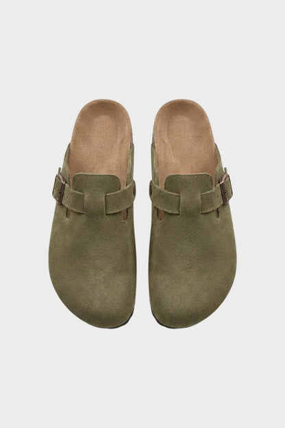 Damen Clogs Pantoletten mit Schnalle geschlossen