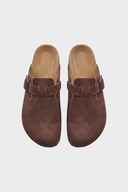 Damen Clogs Pantoletten mit Schnalle geschlossen
