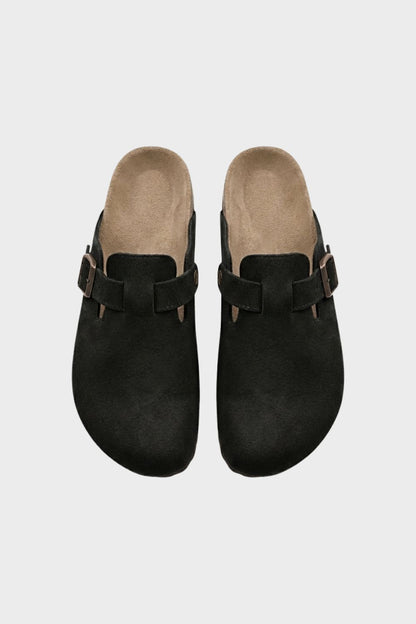 Damen Clogs Pantoletten mit Schnalle geschlossen