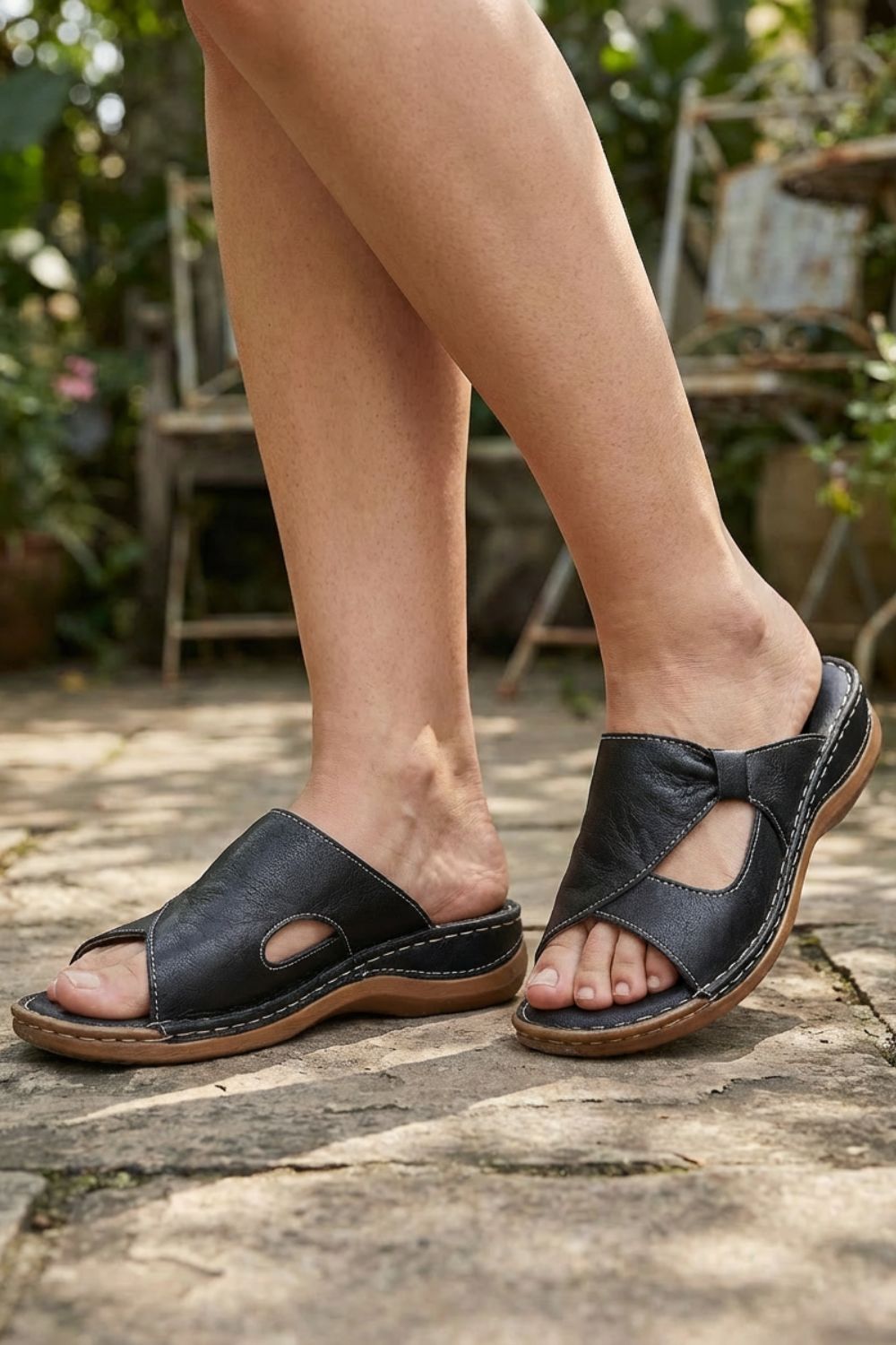 Sandalen Damen Pantoletten mit Kreuzriemen