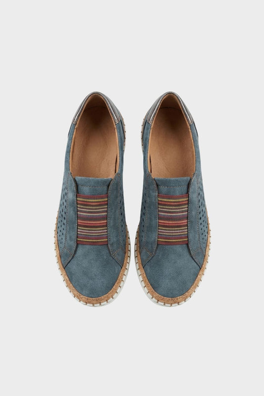 Slipper Damen Halbschuhe mit Gummizug und Lochmuster