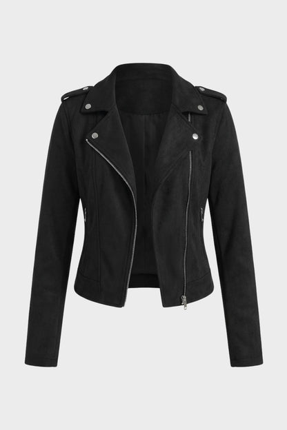 Lederjacke Damen Bikerjacke mit Reißverschluss