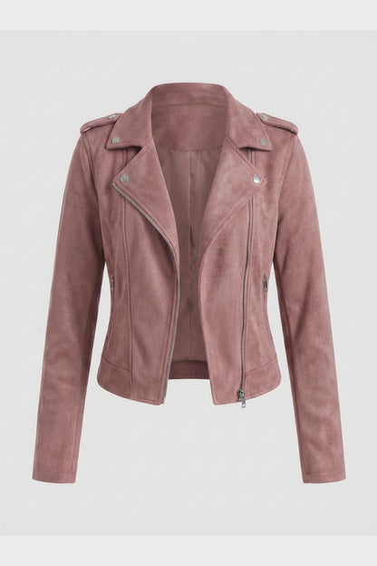 Lederjacke Damen Bikerjacke mit Reißverschluss