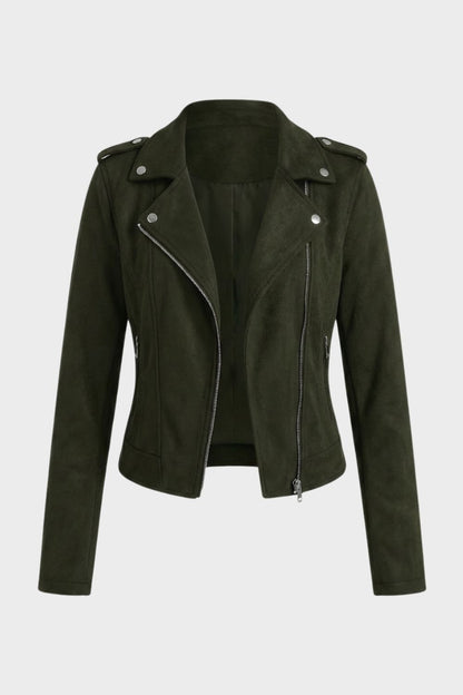 Lederjacke Damen Bikerjacke mit Reißverschluss