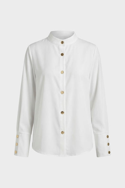 Bluse Damen Stehkragen mit Knopfleiste Langarm