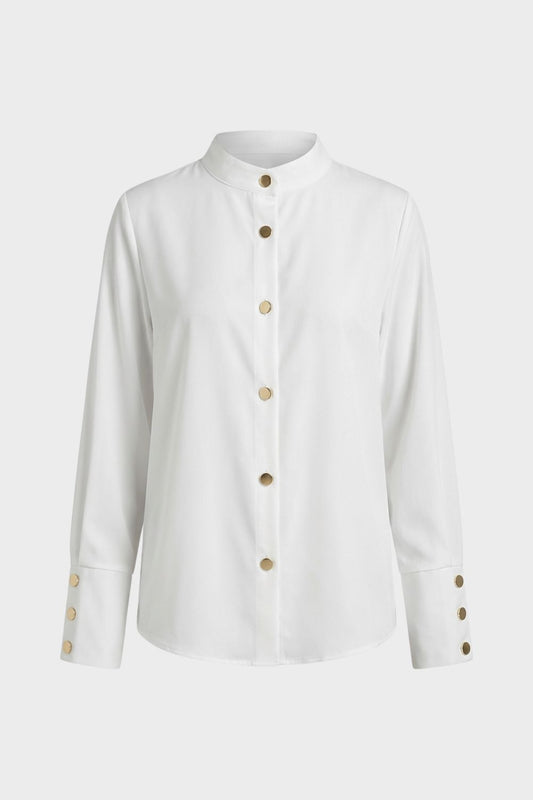 Bluse Damen Stehkragen mit Knopfleiste Langarm