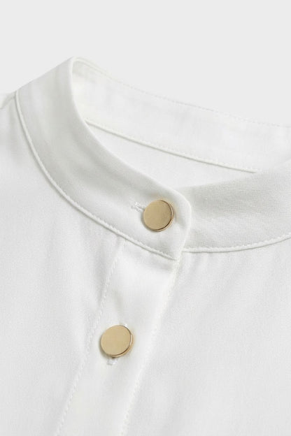Bluse Damen Stehkragen mit Knopfleiste Langarm