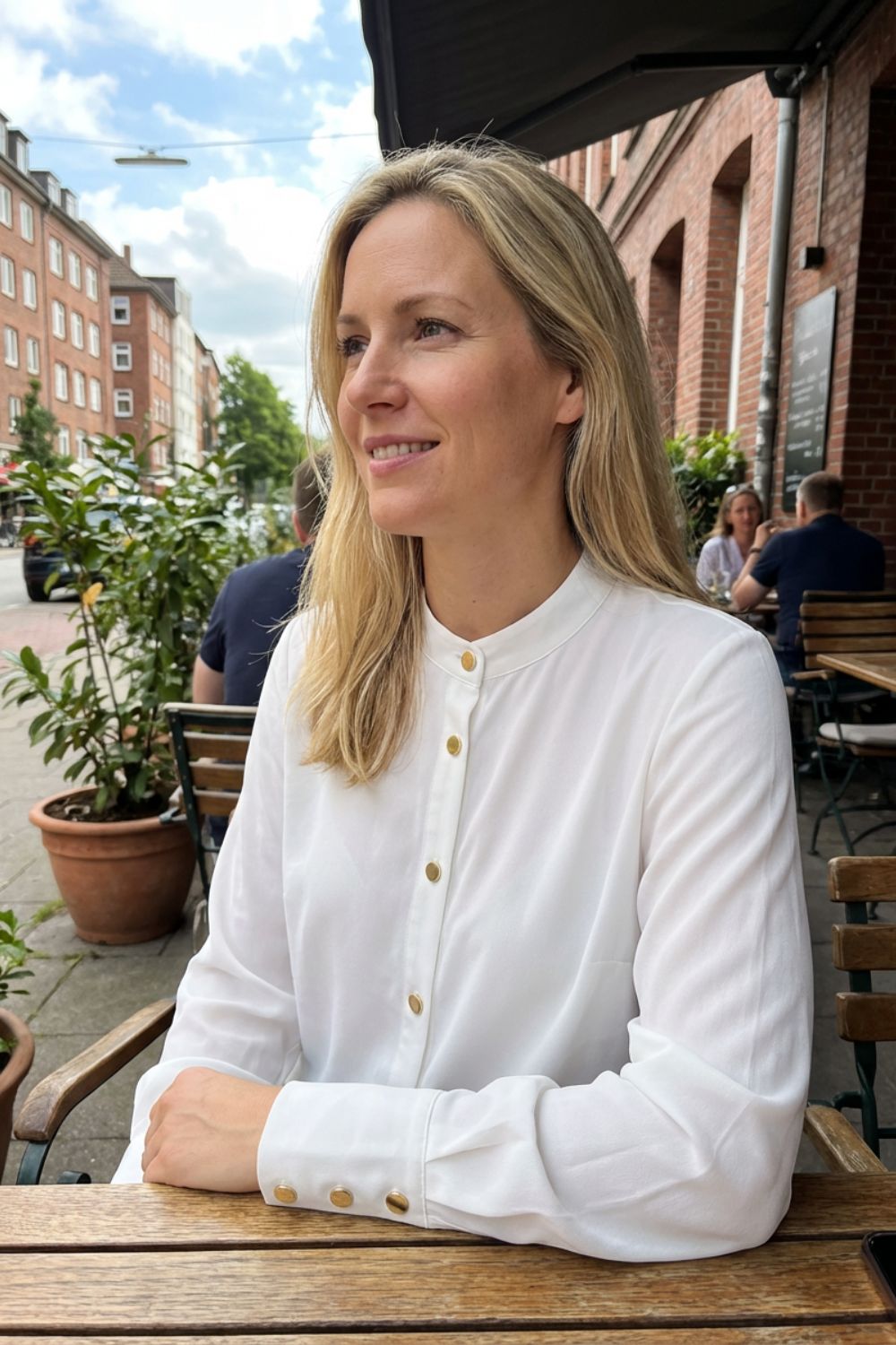 Bluse Damen Stehkragen mit Knopfleiste Langarm