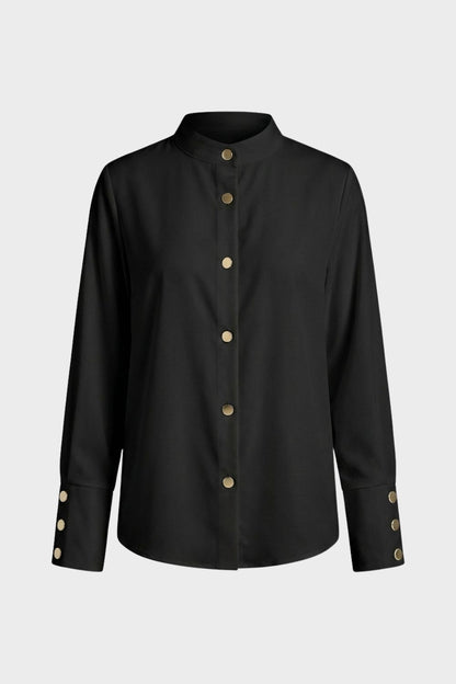Bluse Damen Stehkragen mit Knopfleiste Langarm