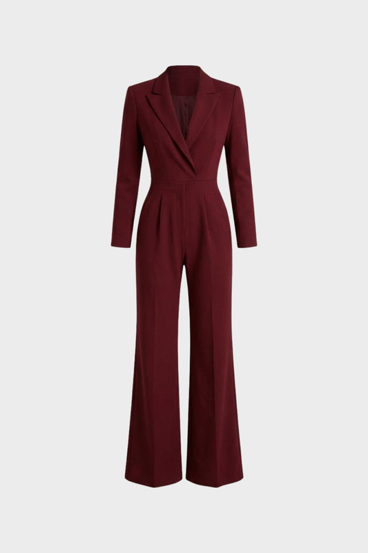 Jumpsuit Damen Elegant Bordeaux mit weitem Bein