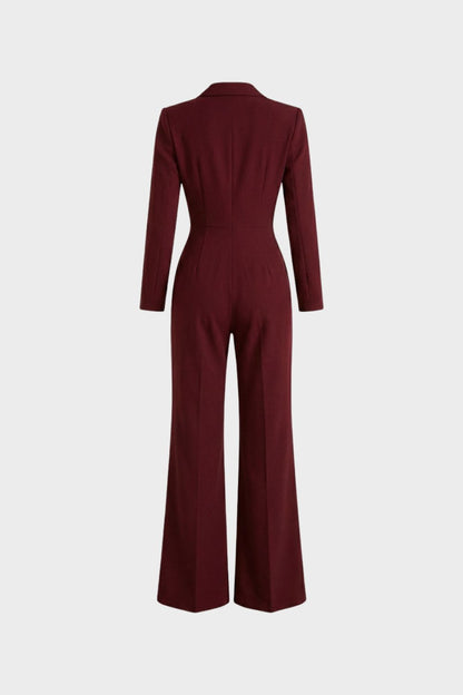 Jumpsuit Damen Elegant Bordeaux mit weitem Bein