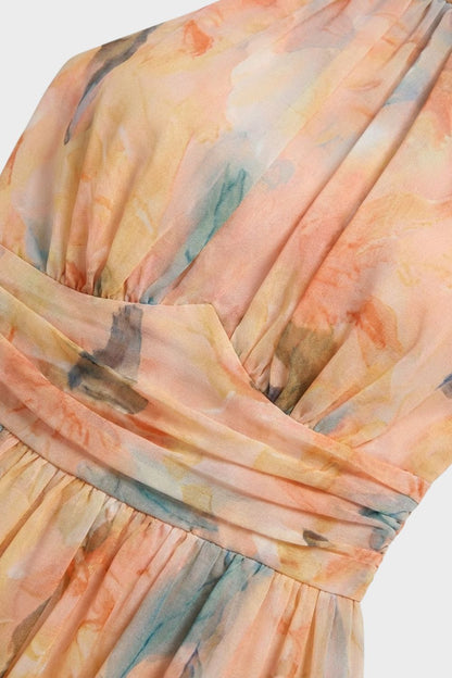 Maxikleid Damen mit Blumenmuster und Neckholder