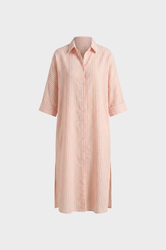 Hemdblusenkleid Damen gestreift mit Knopfleiste