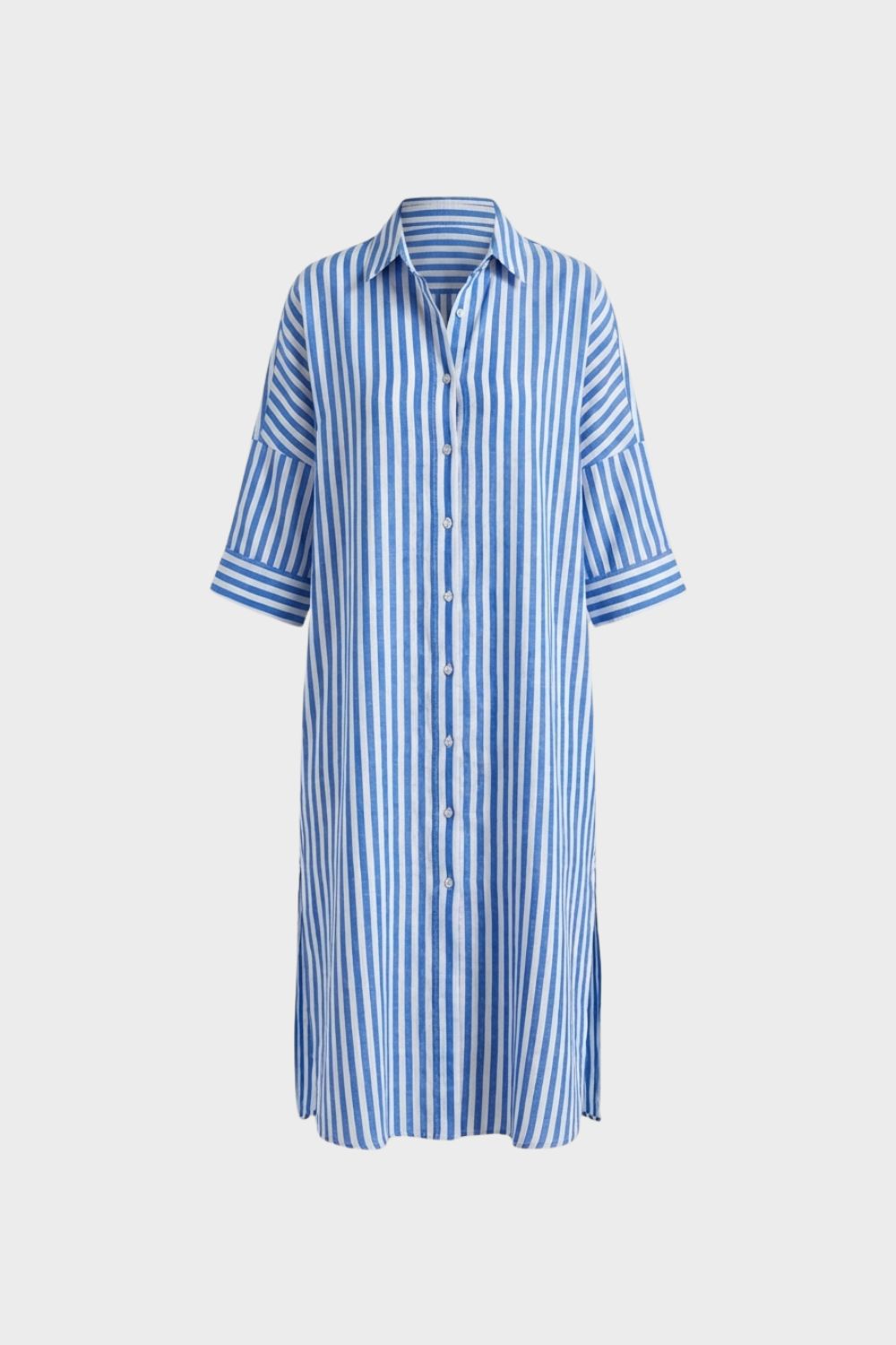 Hemdblusenkleid Damen gestreift mit Knopfleiste