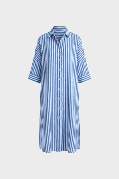 Hemdblusenkleid Damen gestreift mit Knopfleiste