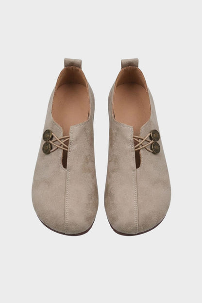 Ballerinas Damen mit Cut Out und Knopfdetail