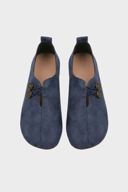 Ballerinas Damen mit Cut Out und Knopfdetail