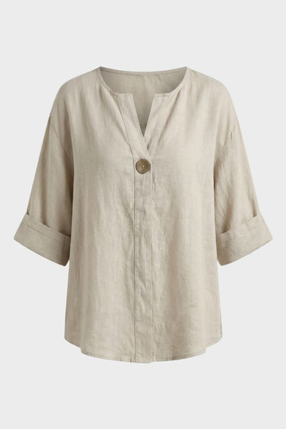 Bluse Damen mit V Ausschnitt und Knopf