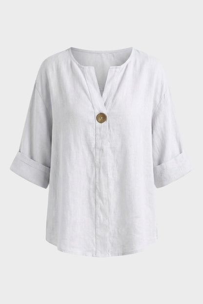 Bluse Damen mit V Ausschnitt und Knopf
