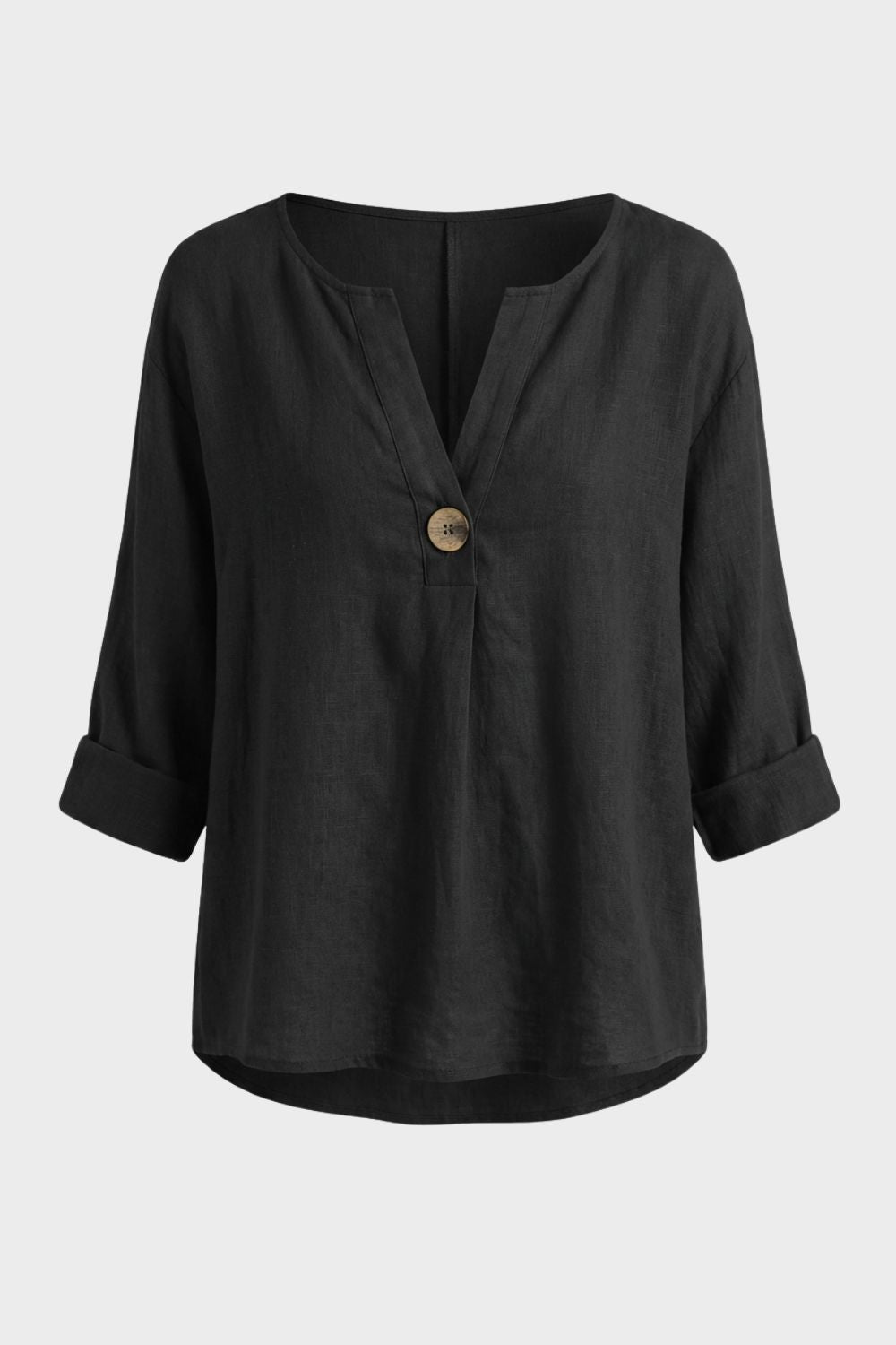 Bluse Damen mit V Ausschnitt und Knopf