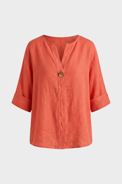 Bluse Damen mit V Ausschnitt und Knopf