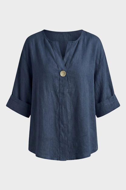 Bluse Damen mit V Ausschnitt und Knopf