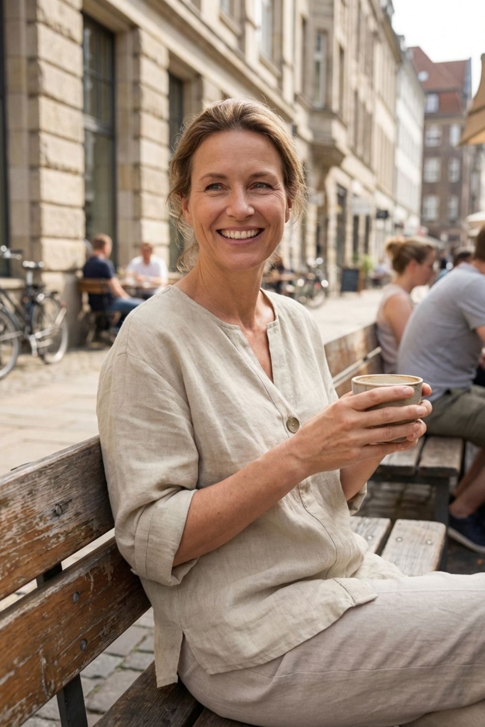 Bluse Damen mit V Ausschnitt und Knopf
