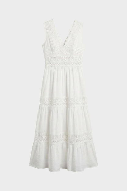 Maxikleid Damen mit V Ausschnitt und Spitze