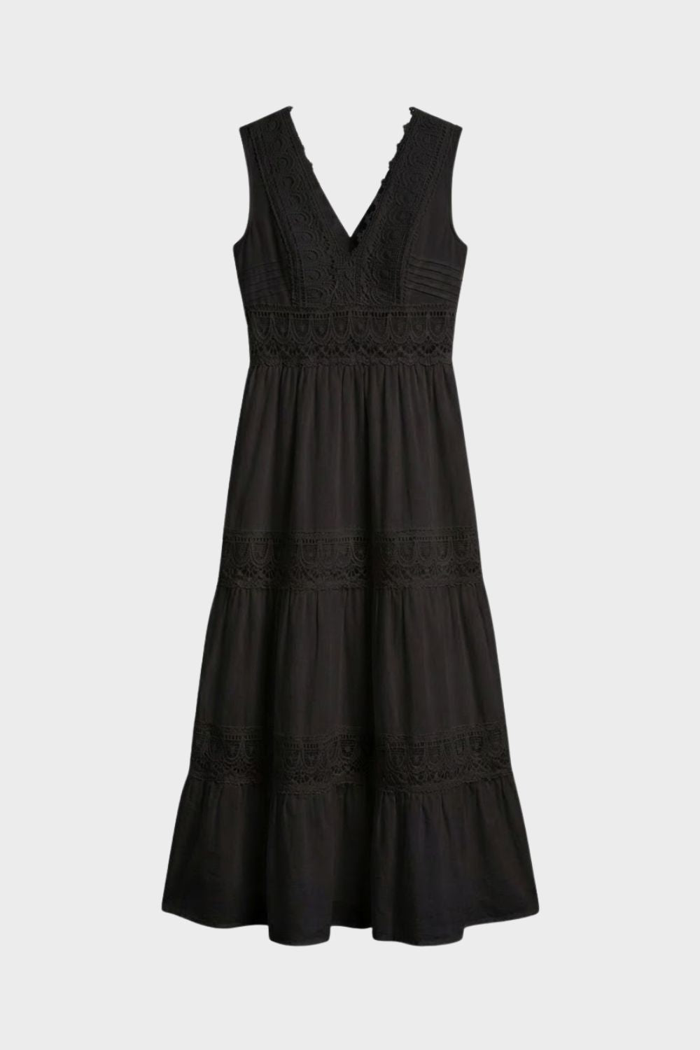 Maxikleid Damen mit V Ausschnitt und Spitze
