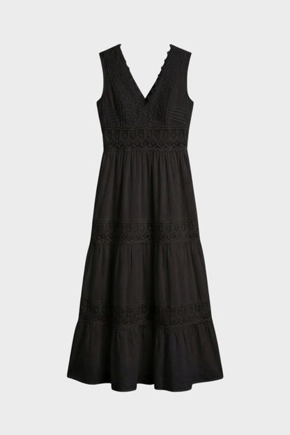 Maxikleid Damen mit V Ausschnitt und Spitze