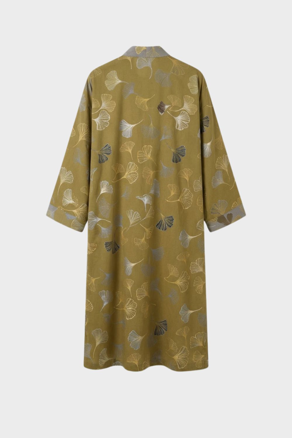 Kimono Damen Bademantel mit Gürtel und Muster knielang