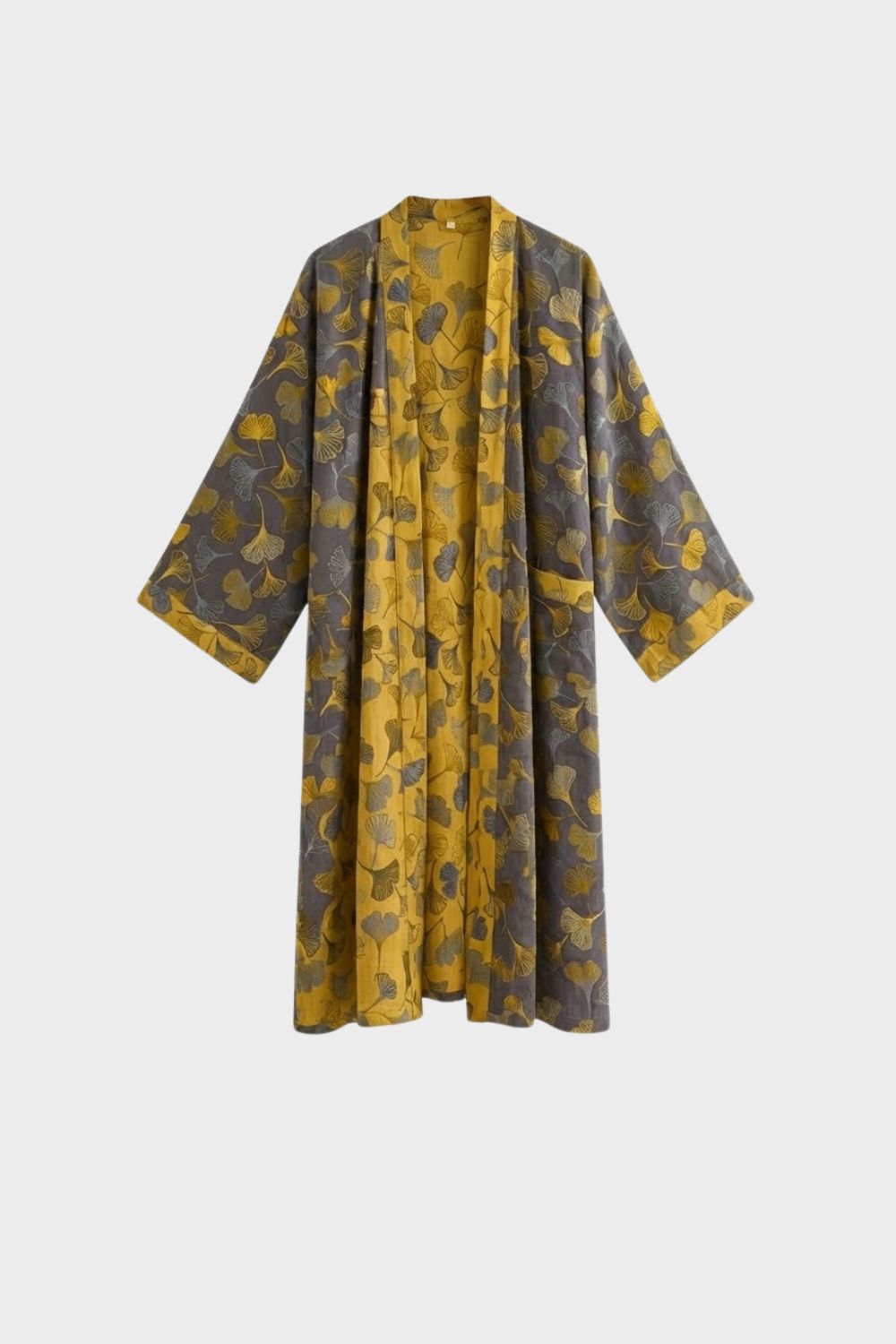 Kimono Damen Bademantel mit Gürtel und Muster knielang