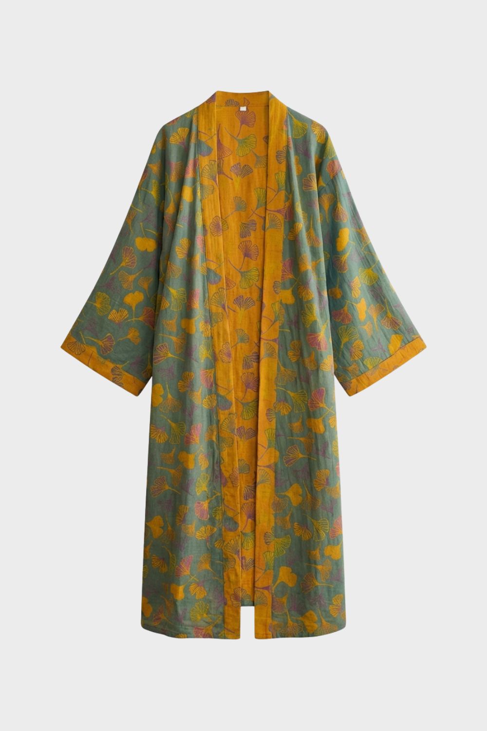Kimono Damen Bademantel mit Gürtel und Muster knielang