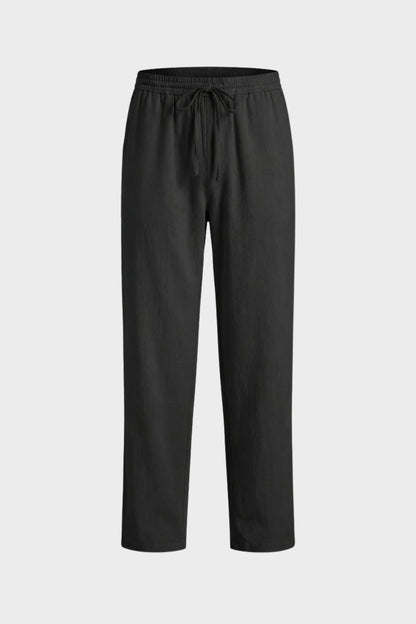 Herren Leinenhose mit Gummibund und Kordelzug
