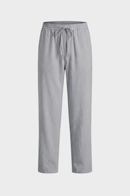 Herren Leinenhose mit Gummibund und Kordelzug
