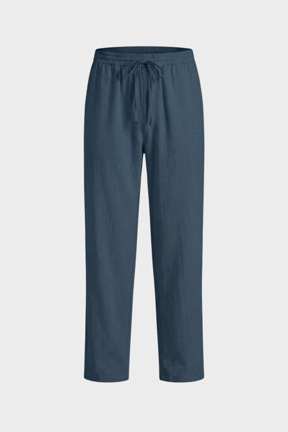 Herren Leinenhose mit Gummibund und Kordelzug