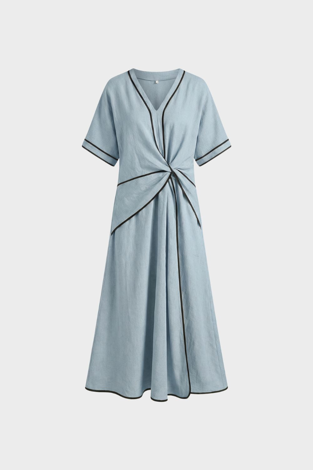 Damen Midikleid mit Wickeldetail und V-Ausschnitt
