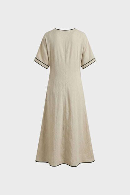 Damen Midikleid mit Wickeldetail und V-Ausschnitt