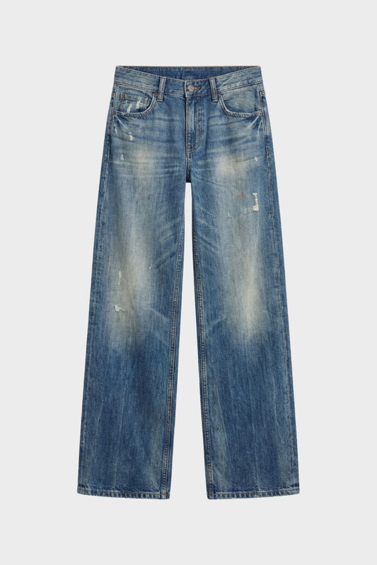 Damen Wide Leg Jeans mit Used Look